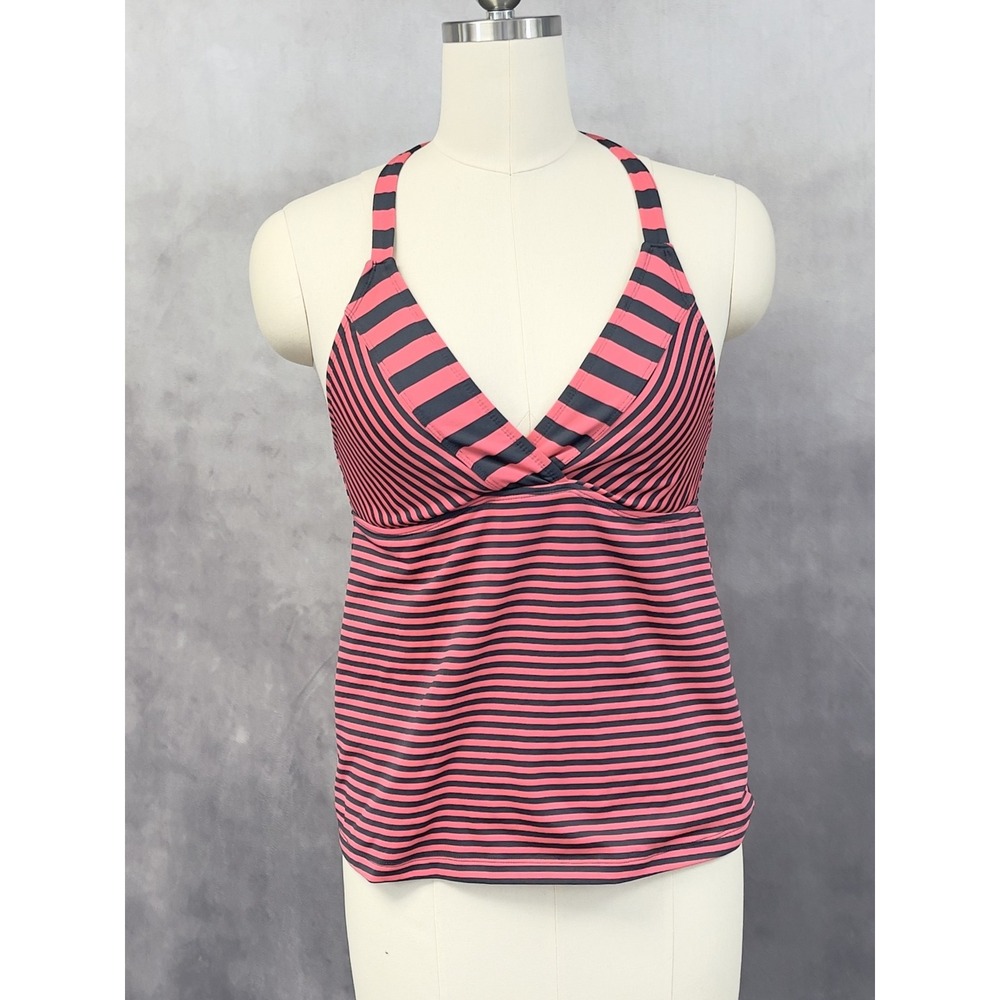 Mossimo Tankini Swim Top‎ Size Medium Halter Stripe Babydoll Indie Beach Coastal